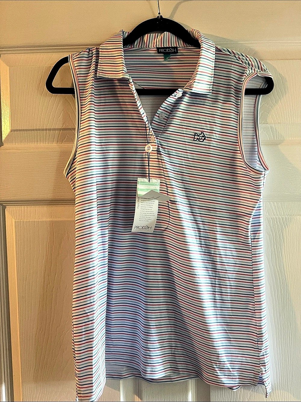 Prodoh Striped Sleeveless Top in White & Blue Size Medium NWT